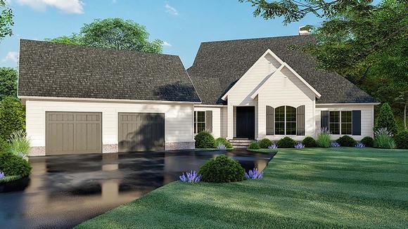 Country, Farmhouse, Southern House Plan 82521 with 3 Beds, 4 Baths, 2 Car Garage Elevation