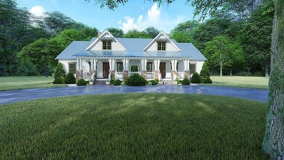 Bungalow, Country, Craftsman, Farmhouse Multi-Family Plan 82524 with 4 Beds, 3 Baths Elevation