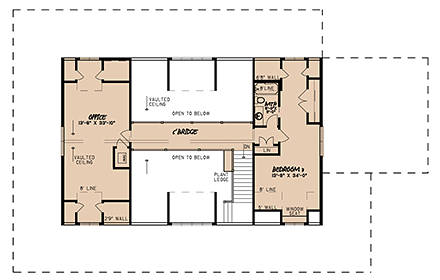 Farmhouse House Plan 82526 with 3 Beds, 4 Baths, 2 Car Garage Second Level Plan