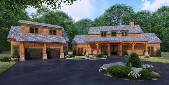 Bungalow, Cabin, Country, Craftsman, Farmhouse House Plan 82528 with 3 Beds, 4 Baths, 2 Car Garage Elevation