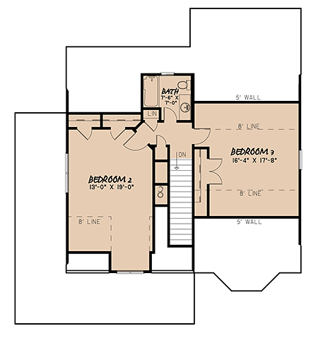 Bungalow, Country, Craftsman House Plan 82529 with 3 Beds, 2 Baths Second Level Plan