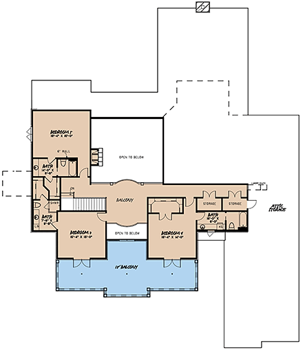 European House Plan 82532 with 5 Beds, 5 Baths, 3 Car Garage Second Level Plan