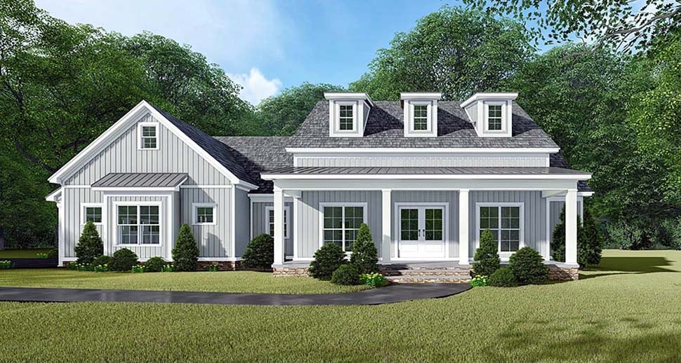 Bungalow, Country, Craftsman, Farmhouse Plan with 2031 Sq. Ft., 3 Bedrooms, 3 Bathrooms, 2 Car Garage Picture 4