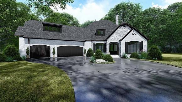 Bungalow, Craftsman, European, French Country House Plan 82534 with 4 Beds, 4 Baths, 3 Car Garage Elevation