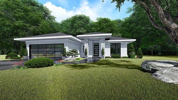 Contemporary, Prairie House Plan 82535 with 3 Beds, 2 Baths, 2 Car Garage Elevation