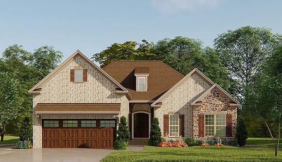 European, French Country, Traditional House Plan 82540 with 3 Beds, 3 Baths, 2 Car Garage Elevation