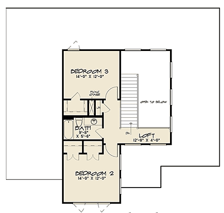 Contemporary, Mediterranean, Modern House Plan 82543 with 3 Beds, 2 Baths, 2 Car Garage Second Level Plan