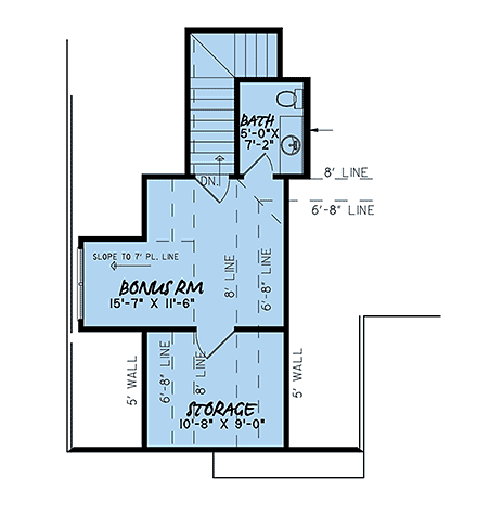 Bungalow, Craftsman, French Country, Traditional House Plan 82547 with 4 Beds, 4 Baths, 2 Car Garage Second Level Plan