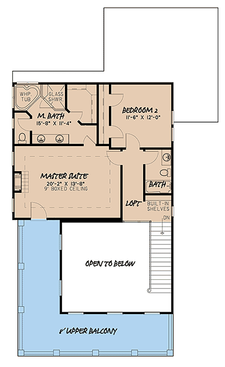 Colonial, Country, Farmhouse House Plan 82548 with 3 Beds, 3 Baths, 2 Car Garage Second Level Plan