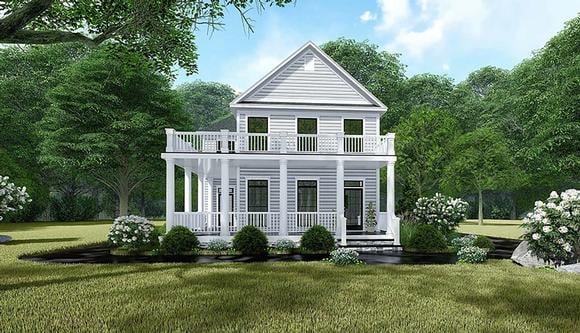 Colonial, Country, Farmhouse House Plan 82548 with 3 Beds, 3 Baths, 2 Car Garage Elevation
