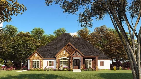 Bungalow, Craftsman, French Country, One-Story, Traditional House Plan 82552 with 4 Beds, 4 Baths, 2 Car Garage Elevation