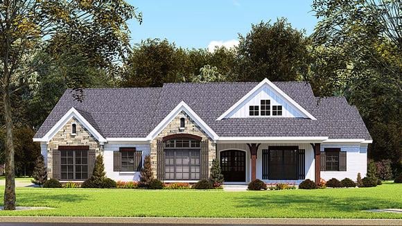 Country, Farmhouse, One-Story, Ranch, Traditional House Plan 82558 with 3 Beds, 3 Baths, 2 Car Garage Elevation