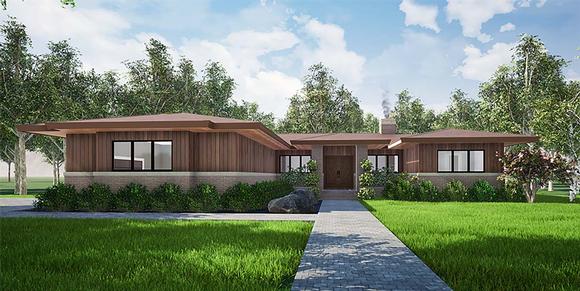 Contemporary, One-Story, Prairie House Plan 82559 with 3 Beds, 3 Baths, 2 Car Garage Elevation