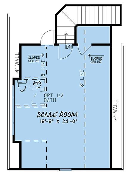 Bungalow, Craftsman, Farmhouse, Narrow Lot, One-Story, Traditional House Plan 82562 with 3 Beds, 3 Baths, 2 Car Garage Second Level Plan