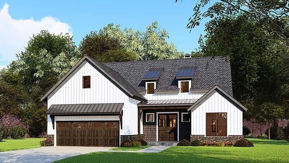 Bungalow, Craftsman, Farmhouse, Narrow Lot, One-Story, Traditional House Plan 82562 with 3 Beds, 3 Baths, 2 Car Garage Elevation