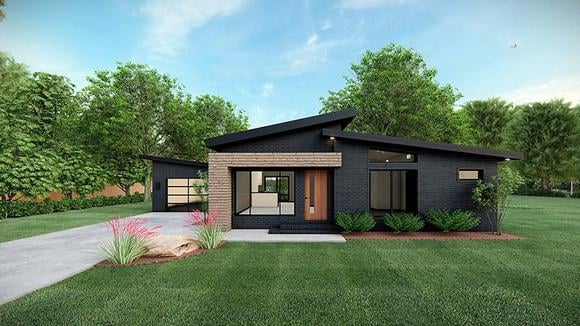 Modern House Plan 82569 with 3 Beds, 2 Baths, 1 Car Garage Elevation