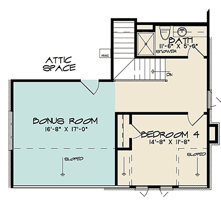 Cottage, European House Plan 82570 with 4 Beds, 3 Baths, 2 Car Garage Second Level Plan