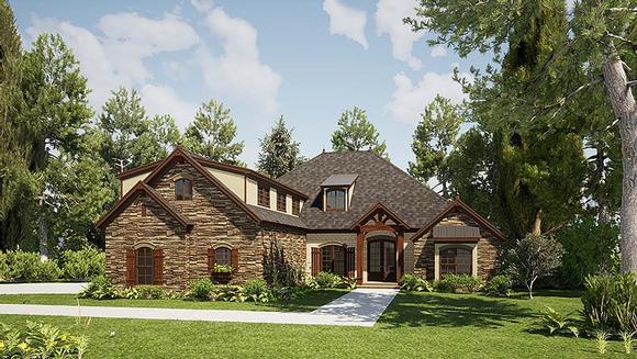 Bungalow, Craftsman, European, French Country House Plan 82571 with 3 Beds, 4 Baths, 3 Car Garage Elevation