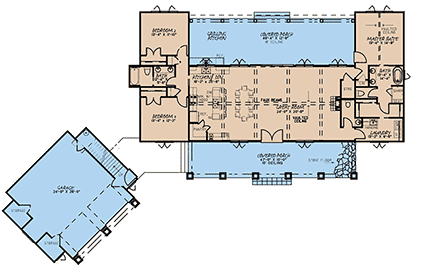 Bungalow, Craftsman, Farmhouse House Plan 82573 with 3 Beds, 4 Baths, 2 Car Garage First Level Plan
