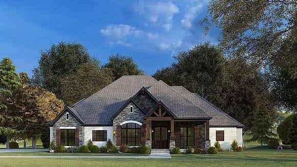 Country, Craftsman, European, Traditional House Plan 82575 with 4 Beds, 4 Baths, 2 Car Garage Elevation