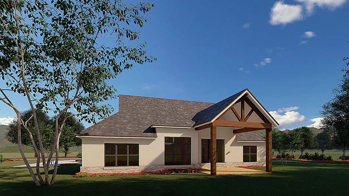 Traditional House Plan 82579 with 3 Beds, 2 Baths, 2 Car Garage Rear Elevation