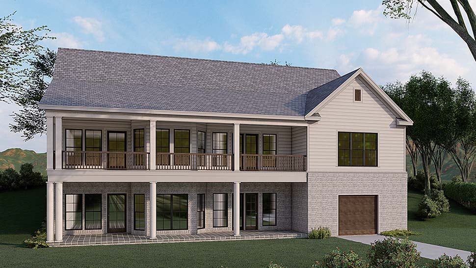 Traditional House Plan 82580 with 3 Beds, 4 Baths, 2 Car Garage Rear Elevation