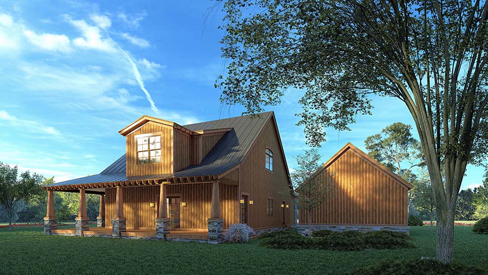 Country, Craftsman, Farmhouse Plan with 2006 Sq. Ft., 3 Bedrooms, 3 Bathrooms, 2 Car Garage Rear Elevation