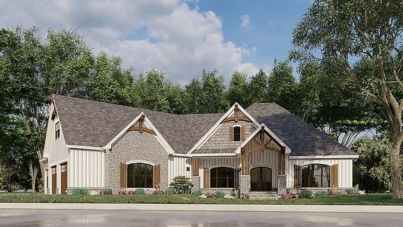 Bungalow, Craftsman, French Country House Plan 82583 with 3 Beds, 2 Baths, 3 Car Garage Elevation
