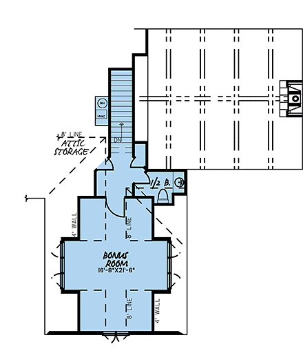 Bungalow, Craftsman, Farmhouse House Plan 82584 with 4 Beds, 3 Baths, 3 Car Garage Second Level Plan