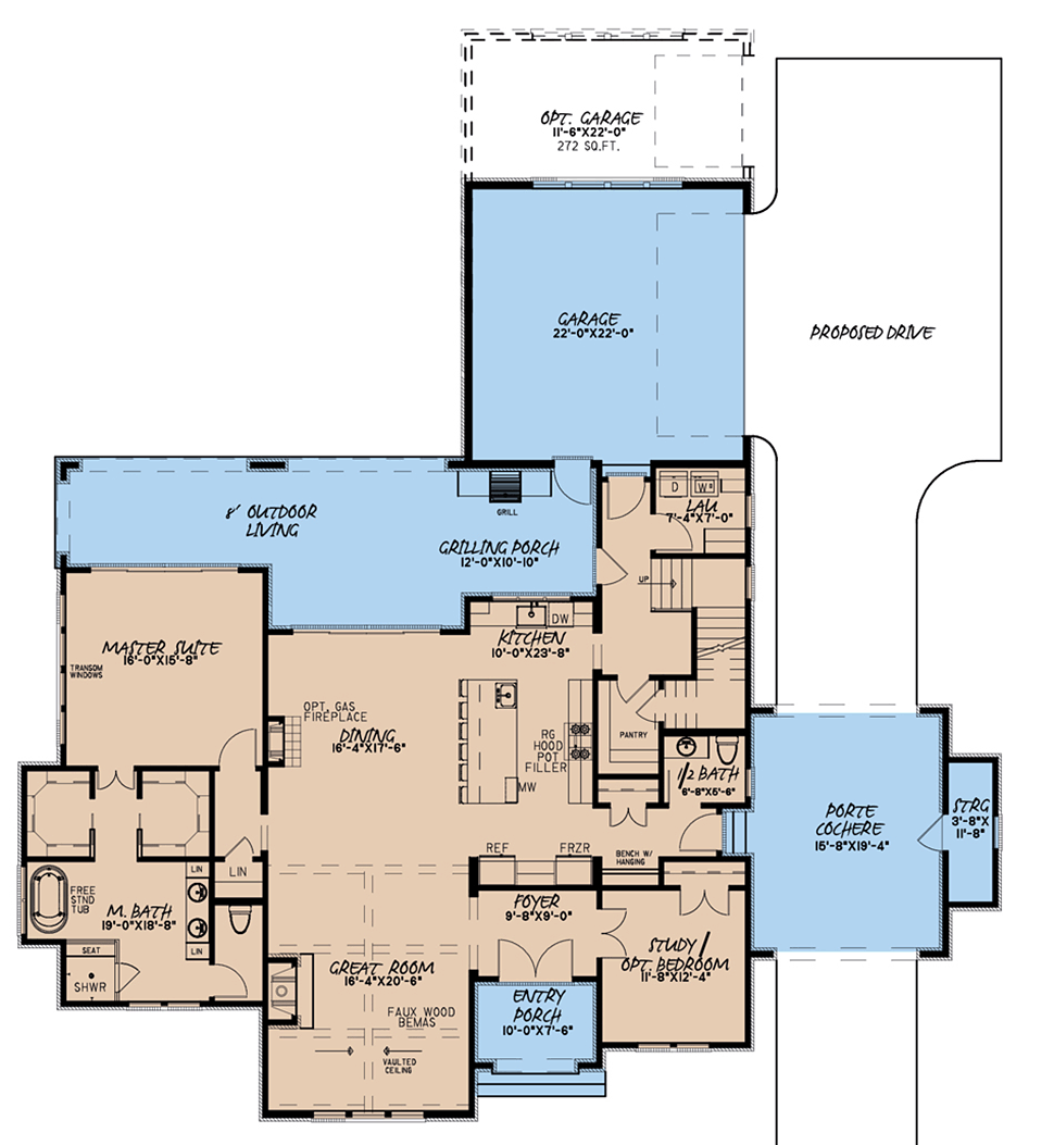 European, French Country House Plan 82587 with 3 Beds, 4 Baths, 2 Car Garage Level One