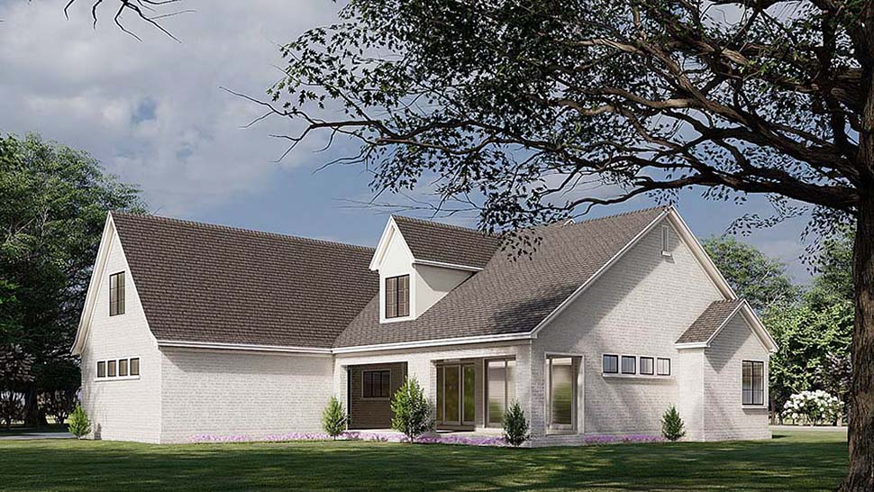 European, French Country House Plan 82587 with 3 Beds, 4 Baths, 2 Car Garage Rear Elevation