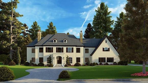 Colonial, Contemporary, European House Plan 82588 with 5 Beds, 7 Baths, 3 Car Garage Elevation