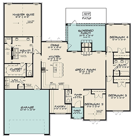 Contemporary, Craftsman, European House Plan 82590 with 4 Beds, 3 Baths, 2 Car Garage First Level Plan