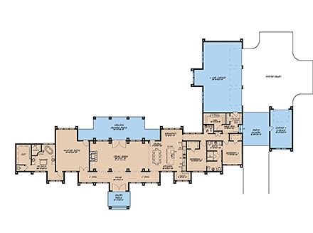 Contemporary, Mediterranean, Prairie House Plan 82592 with 3 Beds, 3 Baths, 4 Car Garage First Level Plan