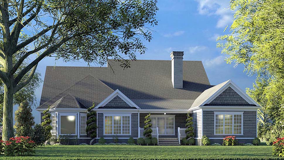 Bungalow, Coastal, Contemporary, Country, Craftsman, Farmhouse, Traditional House Plan 82593 with 4 Beds, 4 Baths, 2 Car Garage Rear Elevation