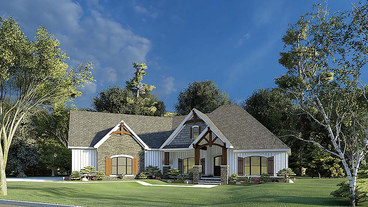 Bungalow, Craftsman, French Country House Plan 82595 with 3 Beds, 2 Baths, 2 Car Garage Elevation