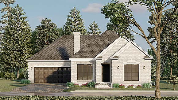 European, Traditional House Plan 82596 with 3 Beds, 2 Baths, 2 Car Garage Elevation