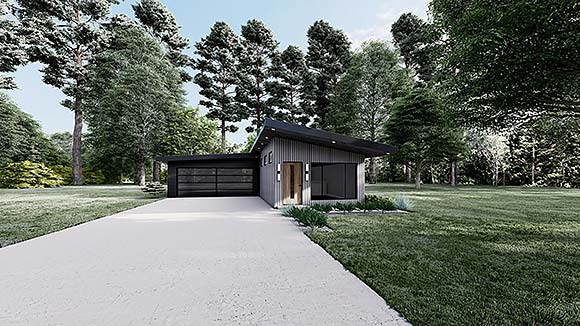 Contemporary, Modern House Plan 82597 with 3 Beds, 2 Baths, 2 Car Garage Elevation