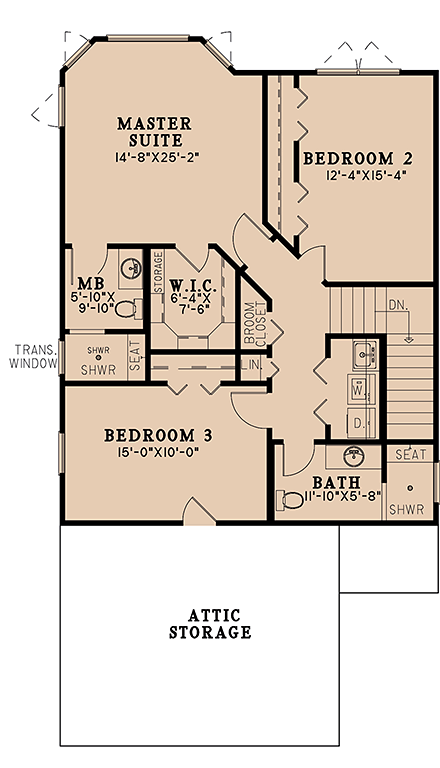 Bungalow, Craftsman, Traditional House Plan 82599 with 3 Beds, 3 Baths, 2 Car Garage Second Level Plan
