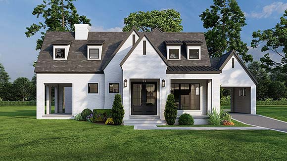 Contemporary, European House Plan 82601 with 3 Beds, 3 Baths, 2 Car Garage Elevation