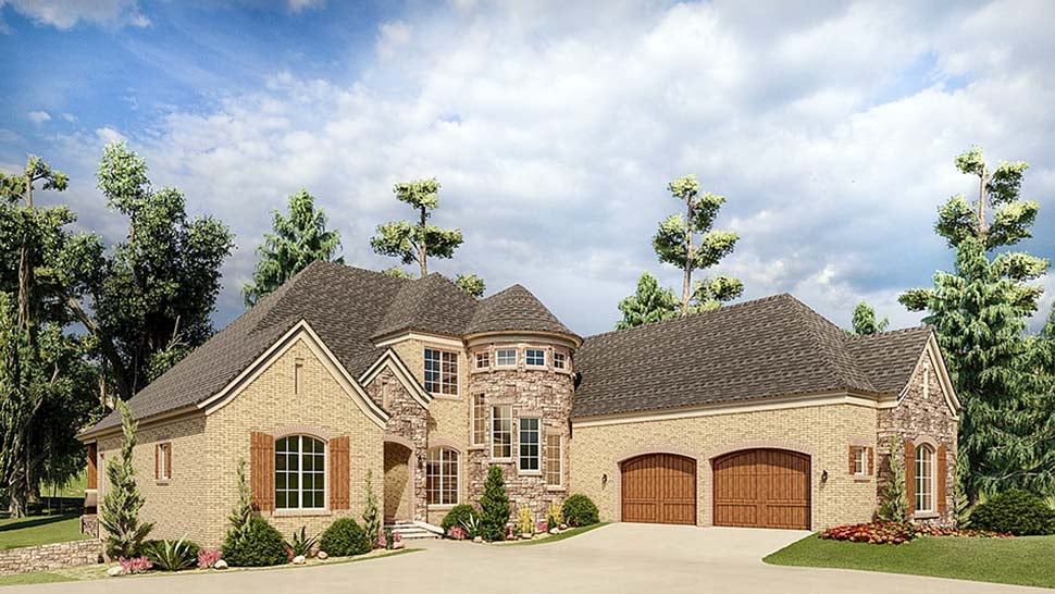 European, French Country, Traditional Plan with 3050 Sq. Ft., 3 Bedrooms, 4 Bathrooms, 2 Car Garage Picture 4