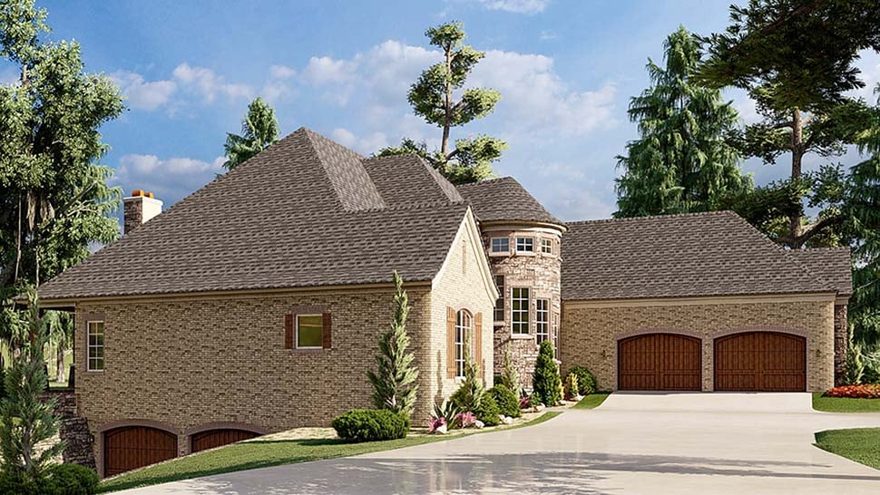 European, French Country, Traditional Plan with 3050 Sq. Ft., 3 Bedrooms, 4 Bathrooms, 2 Car Garage Picture 5