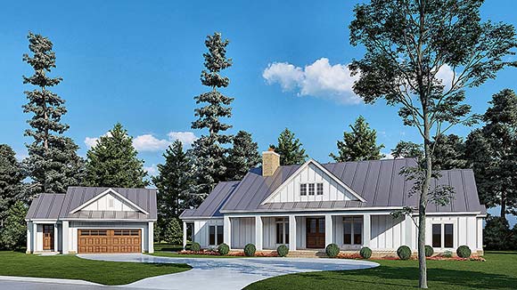 Country, Farmhouse, Traditional House Plan 82610 with 3 Beds, 4 Baths, 2 Car Garage Elevation