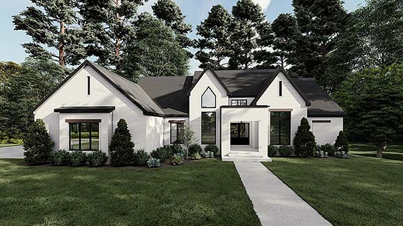 Bungalow, Contemporary, Craftsman, European, French Country House Plan 82613 with 3 Beds, 3 Baths, 2 Car Garage Elevation