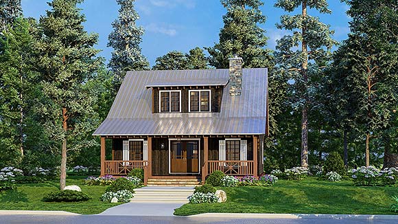 Country, Craftsman, Southern, Traditional House Plan 82617 with 1 Beds, 2 Baths Elevation