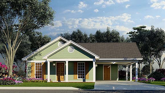 Traditional House Plan 82618 with 3 Beds, 2 Baths, 1 Car Garage Elevation