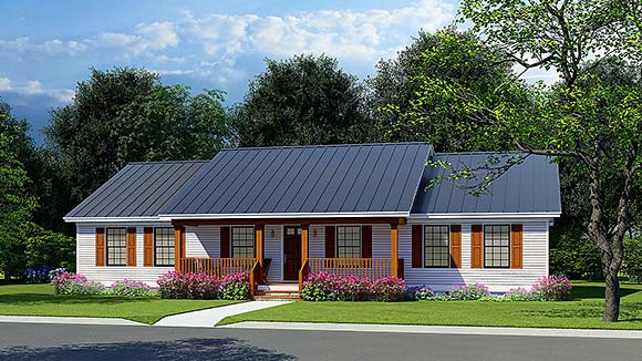 Country, Farmhouse, Ranch, Southern, Traditional House Plan 82622 with 3 Beds, 2 Baths, 2 Car Garage Elevation
