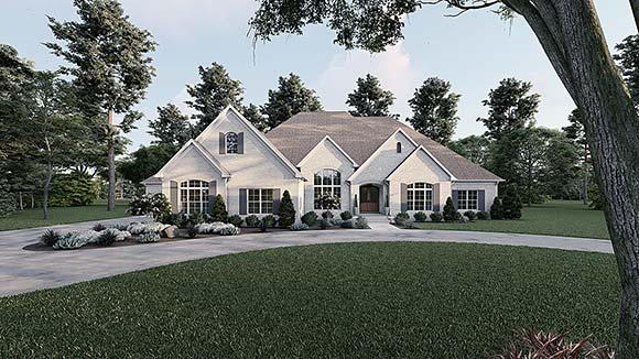 European, Traditional House Plan 82624 with 3 Beds, 4 Baths, 4 Car Garage Elevation