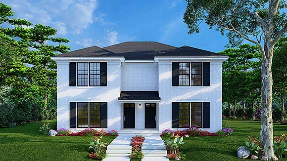 Traditional Multi-Family Plan 82626 with 3 Beds, 2 Baths Elevation