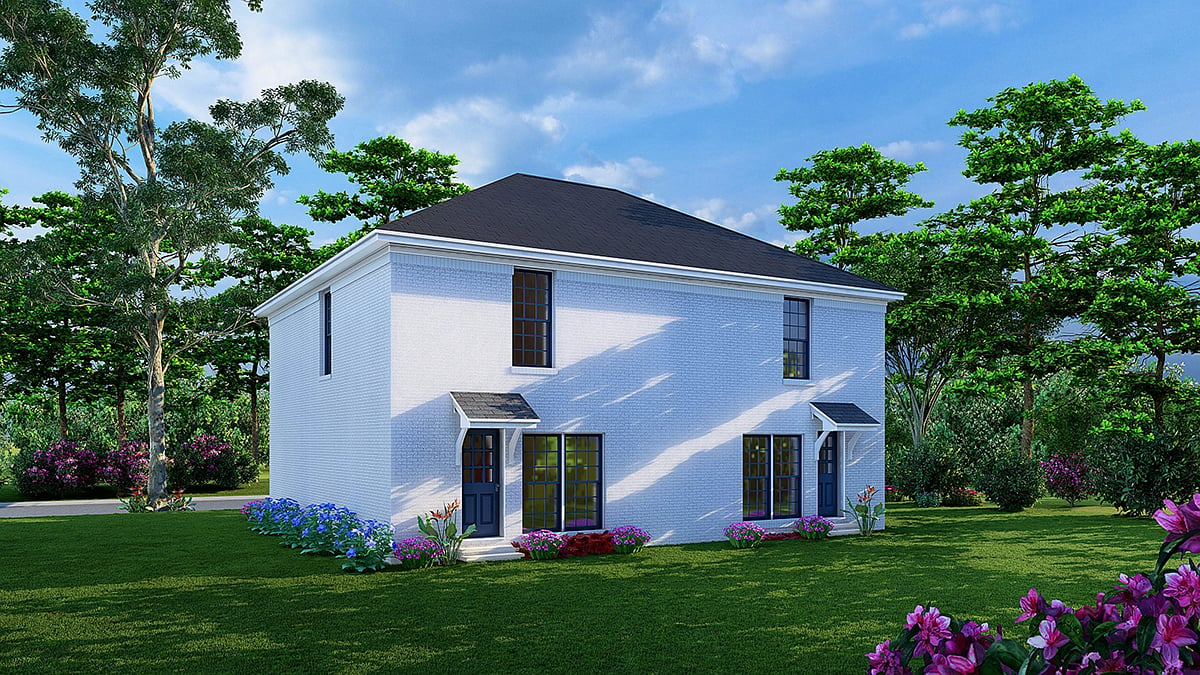 Traditional Multi-Family Plan 82626 with 3 Beds, 2 Baths Rear Elevation